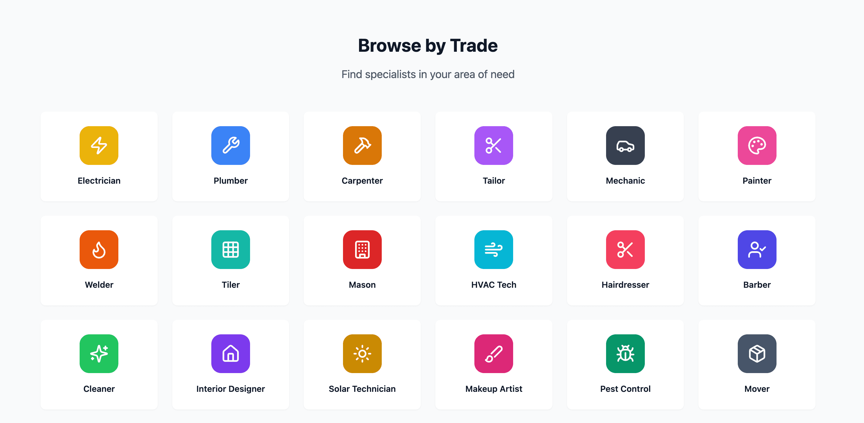 Artisan Connect Search page